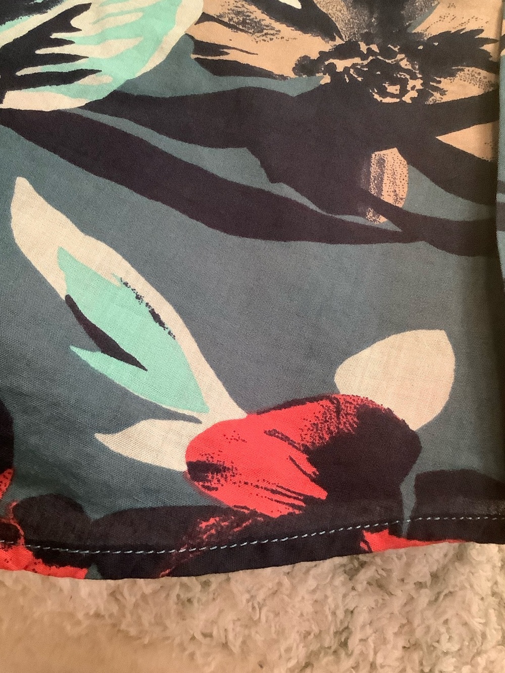 Banana Republic Tropical Red Teal Floral Dress Shirt Size L slim fit NWT Cotton - Picture 10 of 14